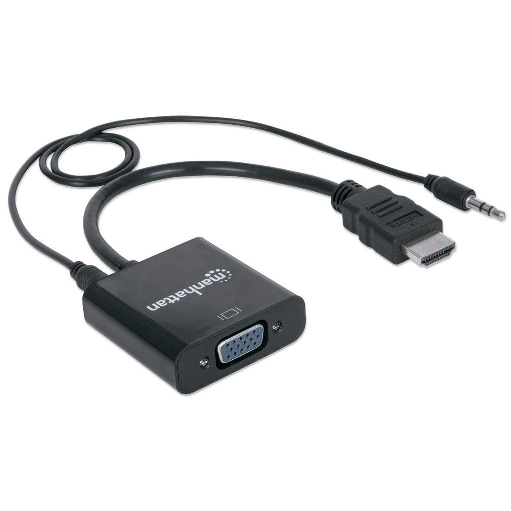 EAN 0766623151559 - Manhattan 151559 adaptador de cable de vídeo 0,3 m HDMI + 3.5mm VGA (D-Sub) Negro imagen 2