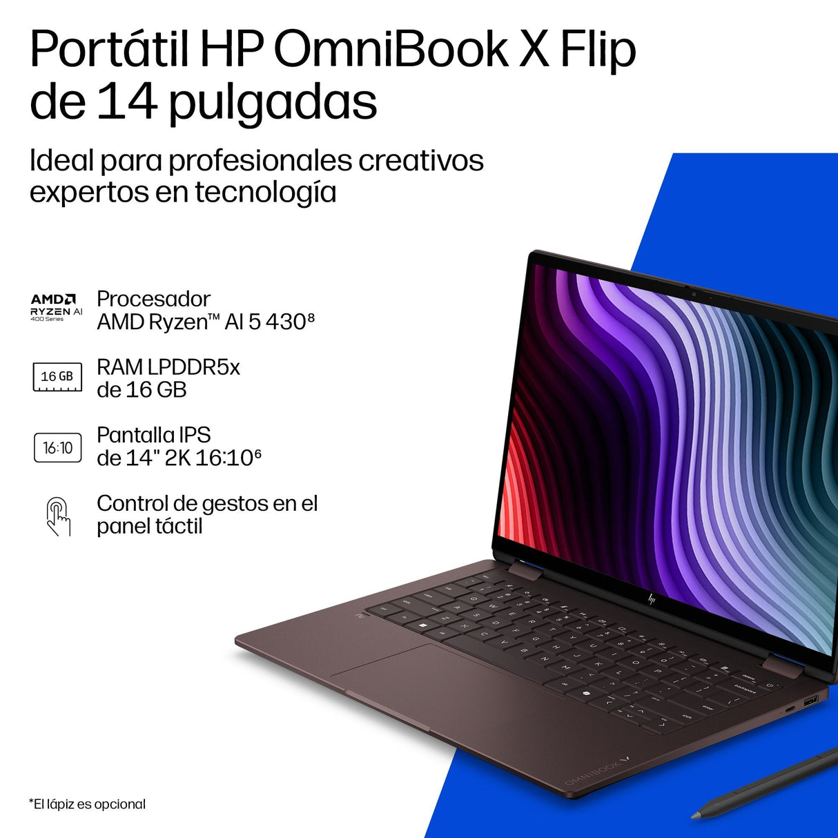 Portátil Hp Omnibook X Flip 2 En 1 Ia 14 Kc0005nsx Ryzen Ai9 465 32gb Ssd 1tb 14 " W11h