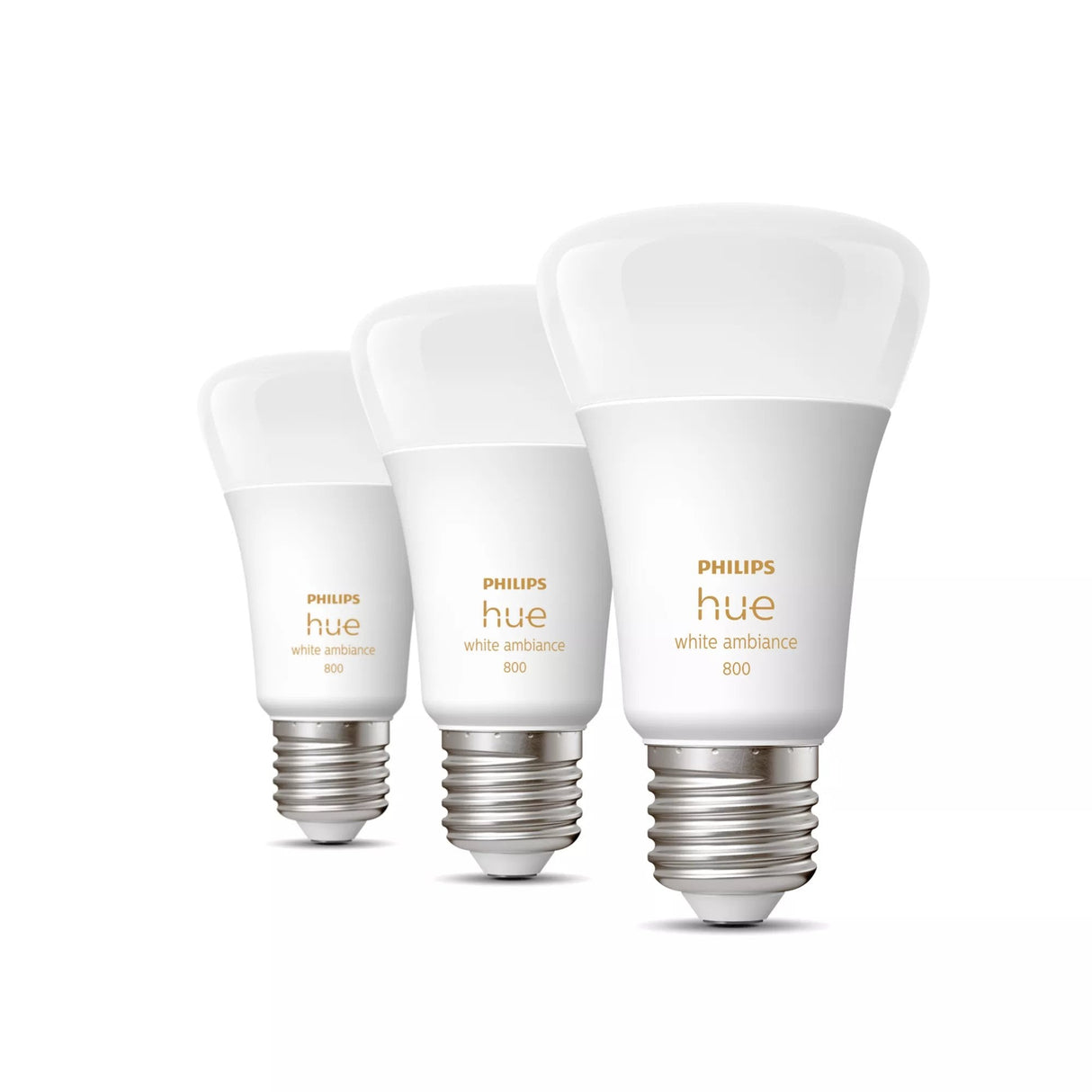 Philips Hue White Ambiance Bombilla Inteligente A60 - E27 - 800 (Paquete De 3)