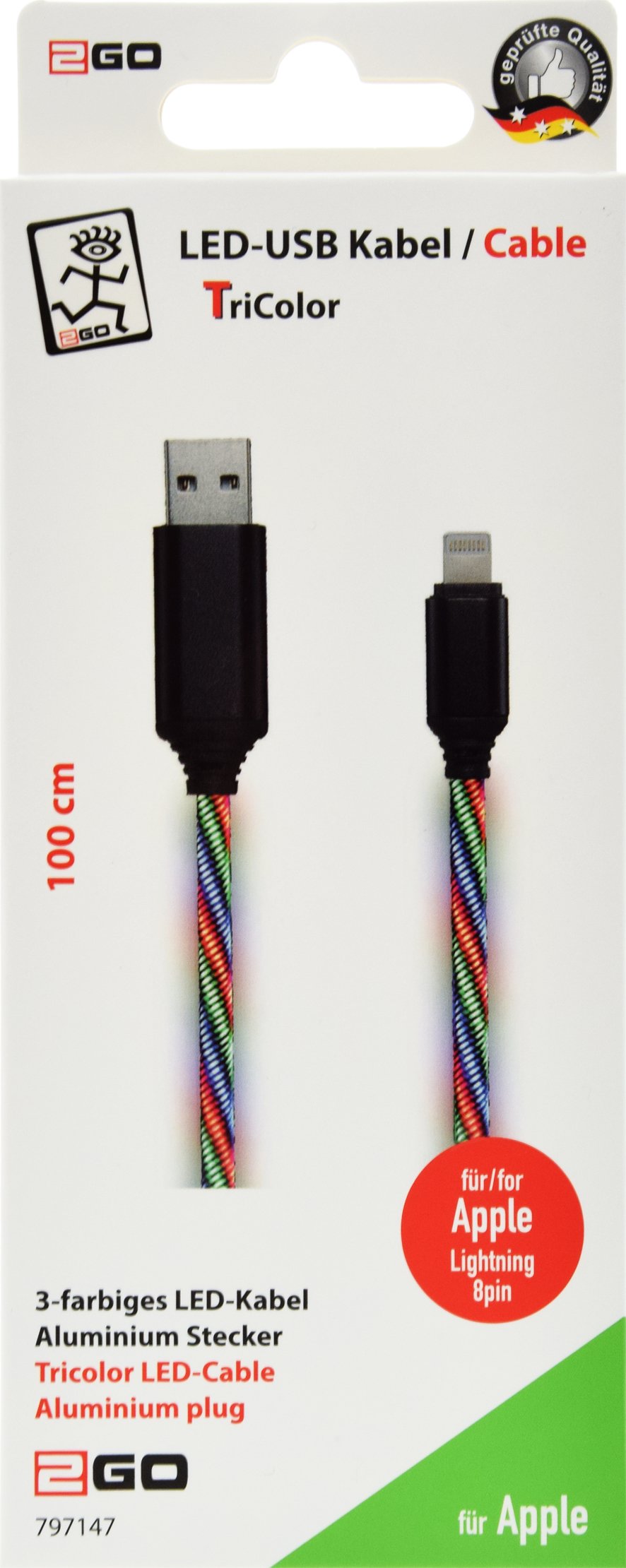 EAN 4010425971478 - 2GO 797147 cable de conector Lightning 1 m Multicolor imagen 2