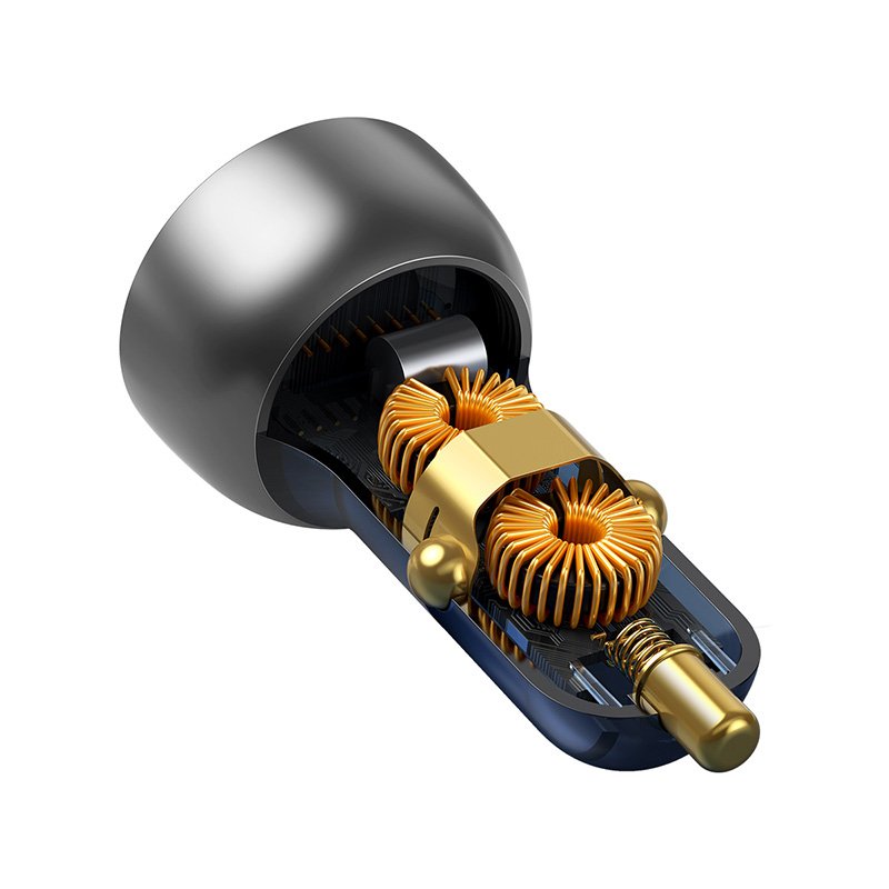 Baseus Adaptador De Coche Dual Con Pantalla Digital Usb-A Qc + Usb-C 65w, Ocre