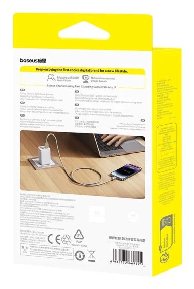 Titanium Alloy Fast Charging Cable Usb To Ip 2.4a 1m Galaxy Titanium Gold