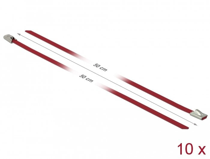 Delock Edelstahlcablebinder L 500 X B 4,6 Mm Rot 10 Stück