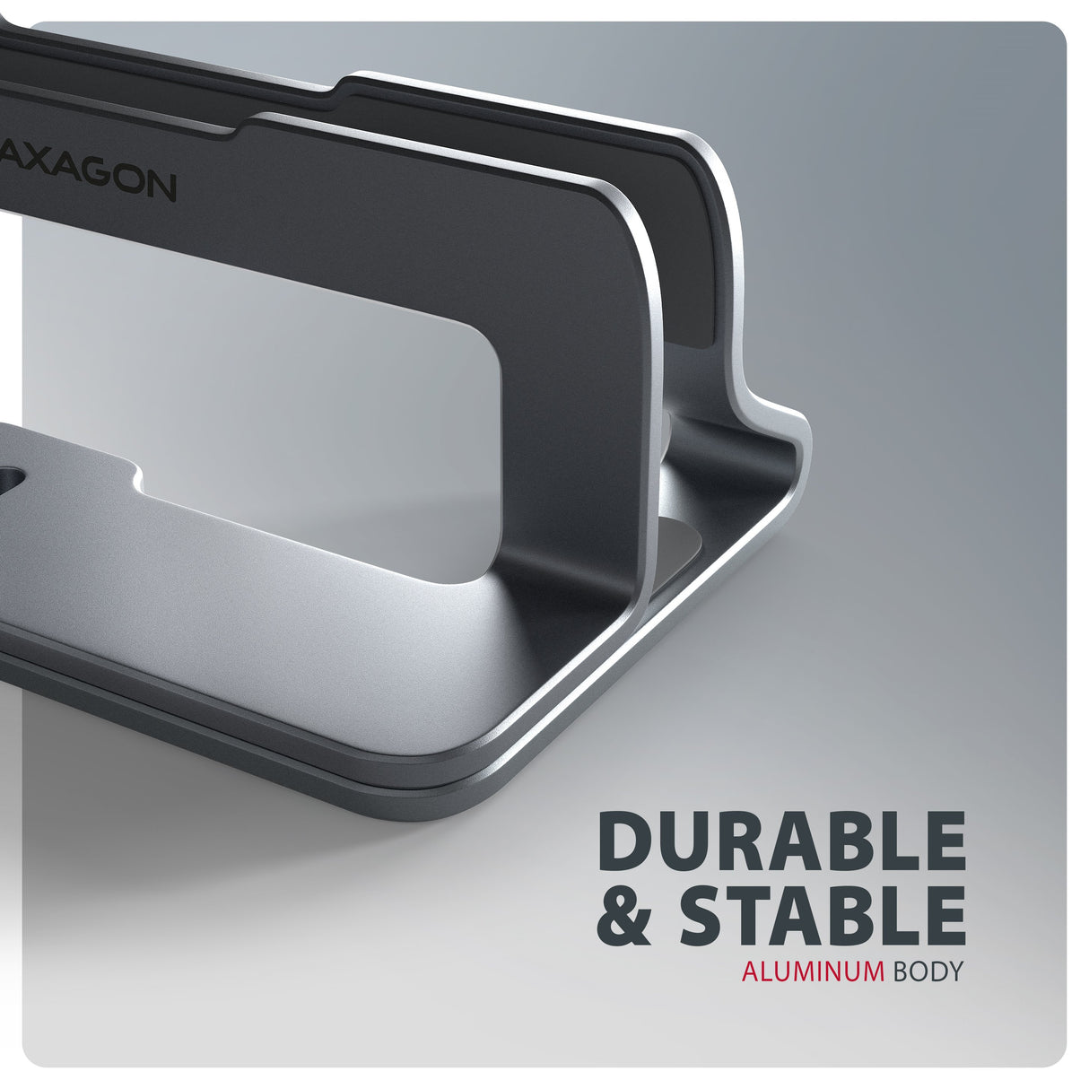 EAN 8595247909268 - Axagon STND-VG Vertikaler Laptop-Ständer, einstellbare Breite, Aluminium Soporte para ordenador portátil imagen 6
