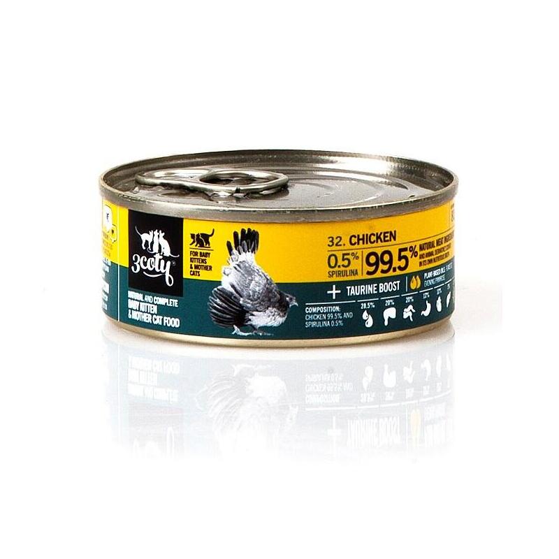 3coty Chicken With Spirulina For Kittens And Nursing Cats - Comida Húmeda Para Gatos - 80g