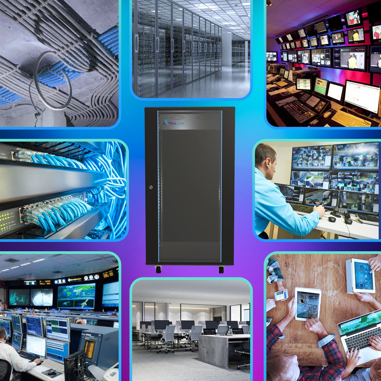 Extralink - Armario De Pie De 19 "27u 600x1000 Paquete Plano Negro