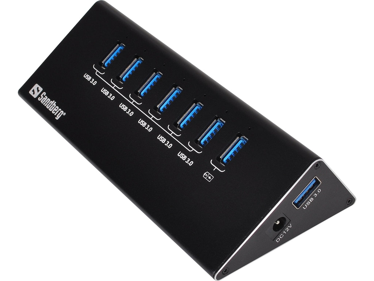 Sandberg Usb 3.0 Hub 7 Puertos Con Protección De Sobrecarga Cable Usb 3.0 De 1 M Y Fuente De Alimentación De 230v Incluida