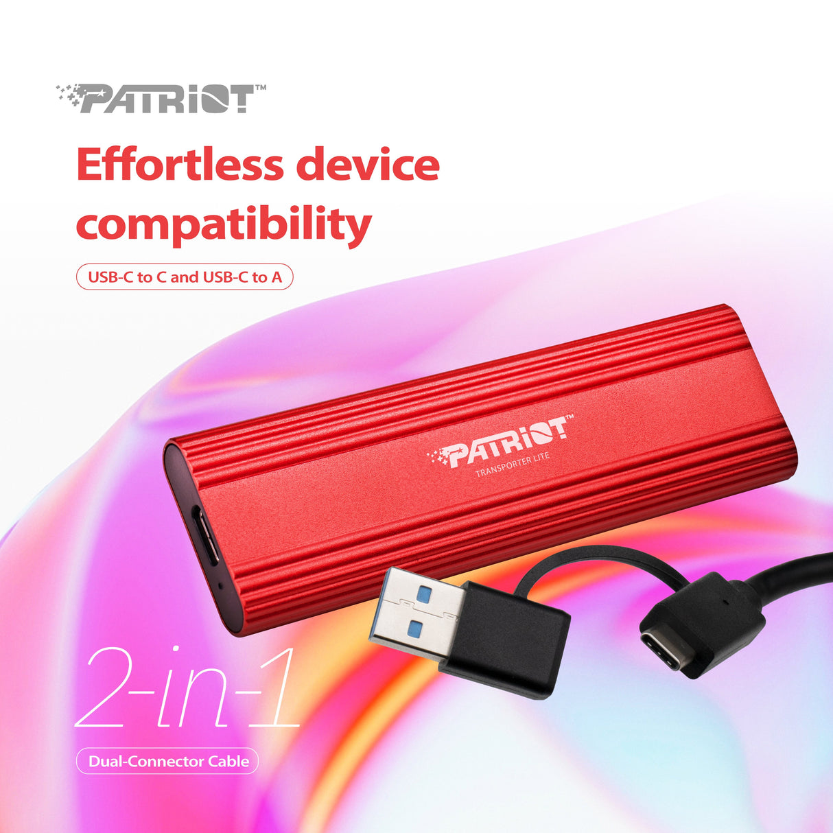 Patriot Transporter Lite Ssd 4 Tb, Ssd Externo Rojo, Usb-C 3.2 Gen 2 10 Gbit/S Ptpl4tbpec
