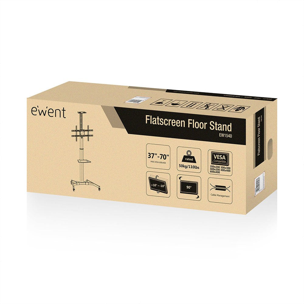 Ewent Soporte Móvil Para Suelo Para Televisores De 37 A 70 Pulgadas Soporte De Piso De Pantalla Plana Para Pantallas Planas De 37 A 70 Pulgadas Con Estante Para Cámara