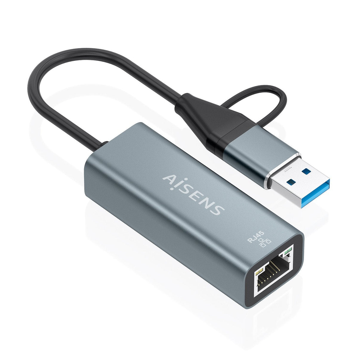 Adaptador Usb + Usb Tipo-C 3.2 Rj45 Aisens A109-1032 1000mbps
