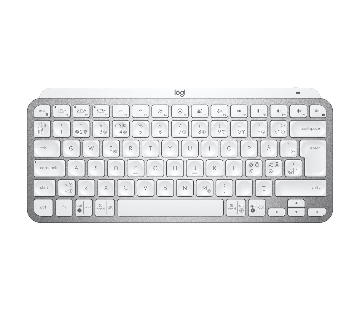 Teclado Nórdico Logitech Mx Keys Mini Rf Wireless + Bluetooth Qwerty Gris