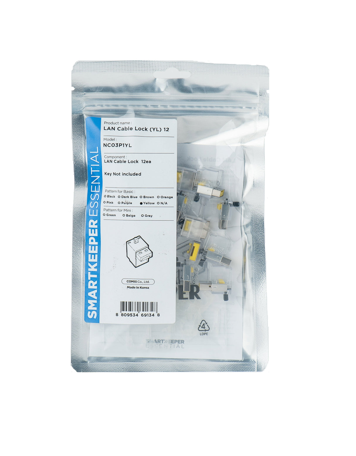 Candado Smartkeeper Basic "Cable Lan" Amarillo 12 Piezas.