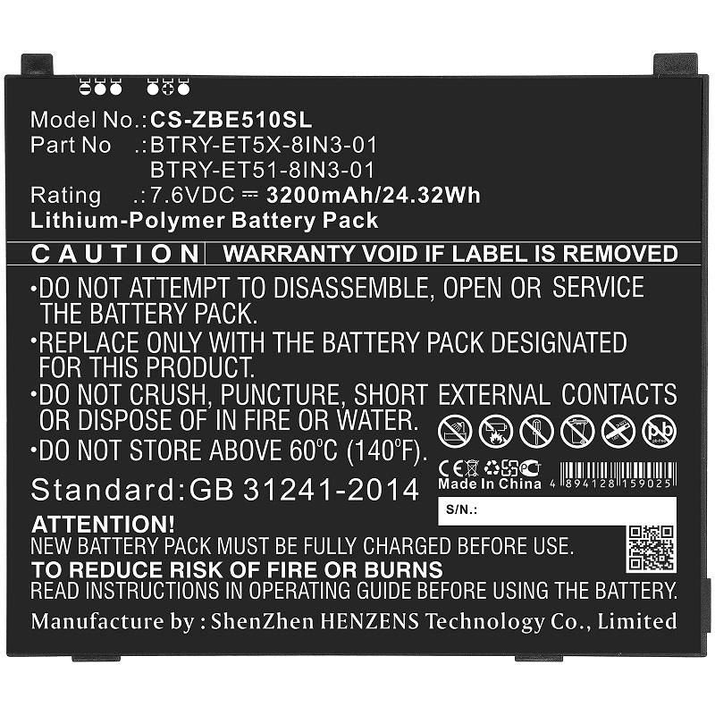 Battery 24.32wh Li-Pol 7.6v 3200mah Black For Zebra