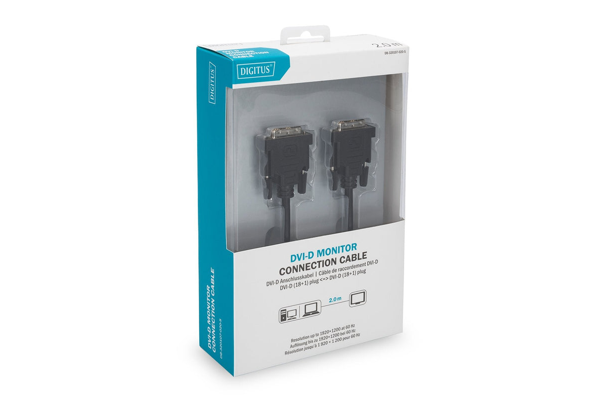 Digitus 2m, 2xdvi-D Cable Dvi Dvi-D Negro