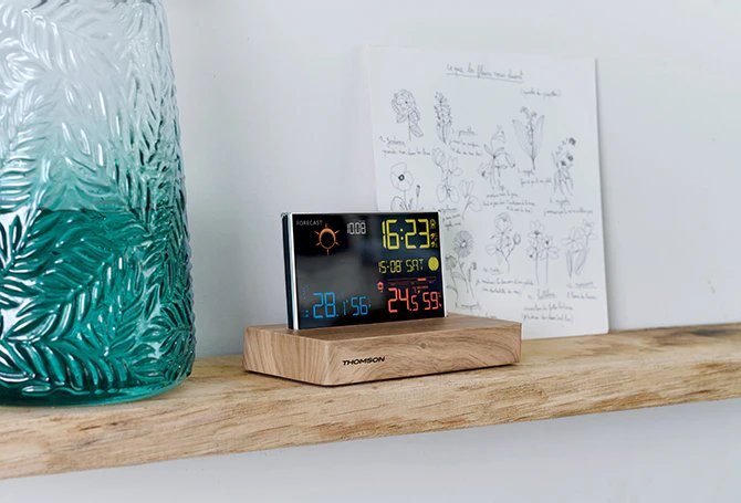 Thomson Ct610 Estacion Meteorologica Reloj Despertador - Madera/Negro