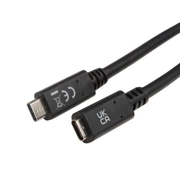 Usb-C Extension Cable 2m Black Cable Black Usb-C Extension Cable