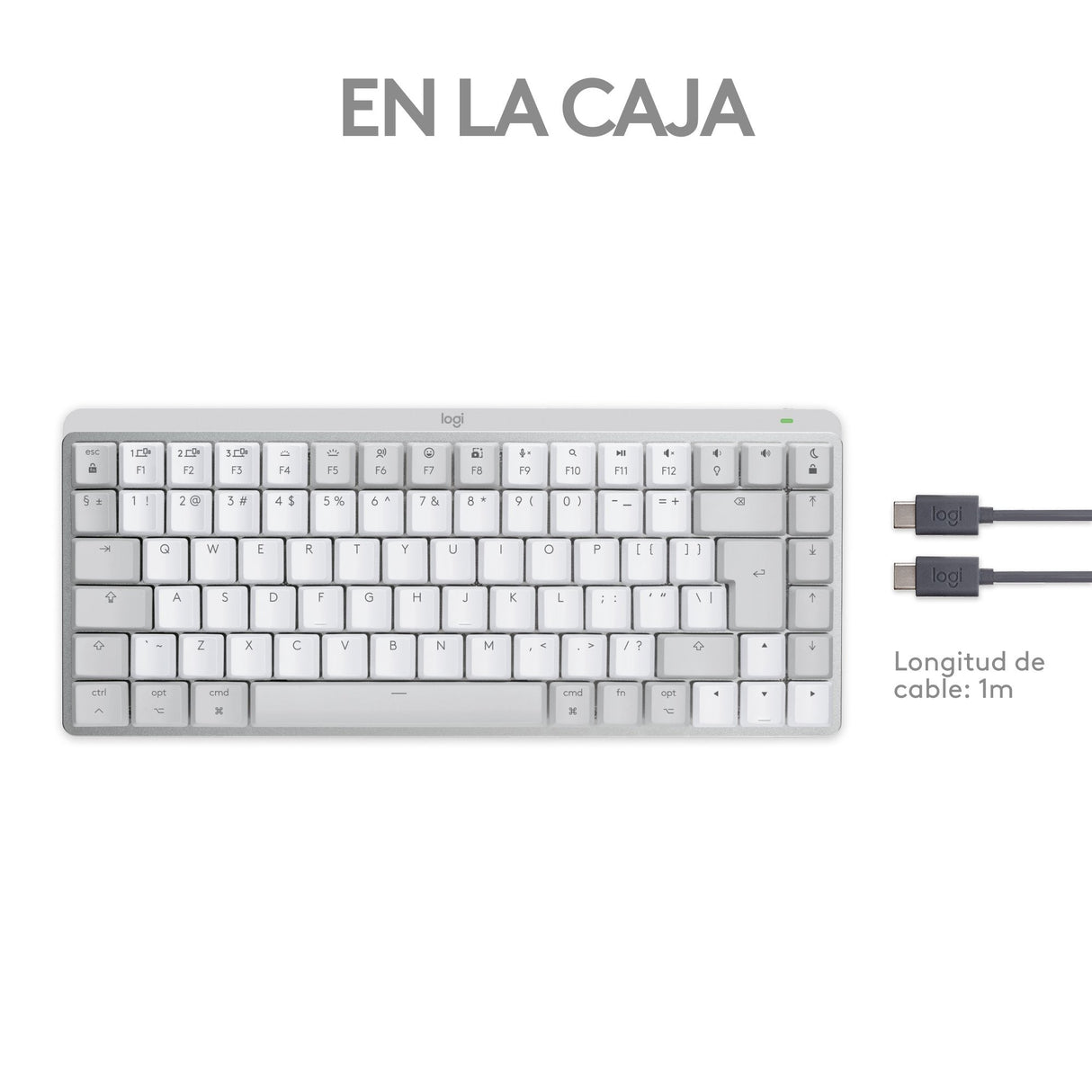 Teclado Ingles Logitech Mx Mini Mechanical For Mac Bluetooth Qwerty Internacional De Ee.Uu. Gris, Blanco