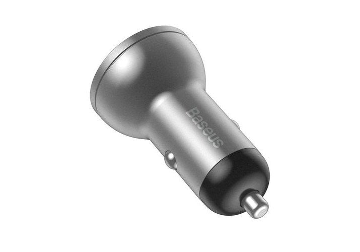 Baseus Car Charger Digital Display Dual Usb 4.8a 24w Silver (Ccbx-0s)