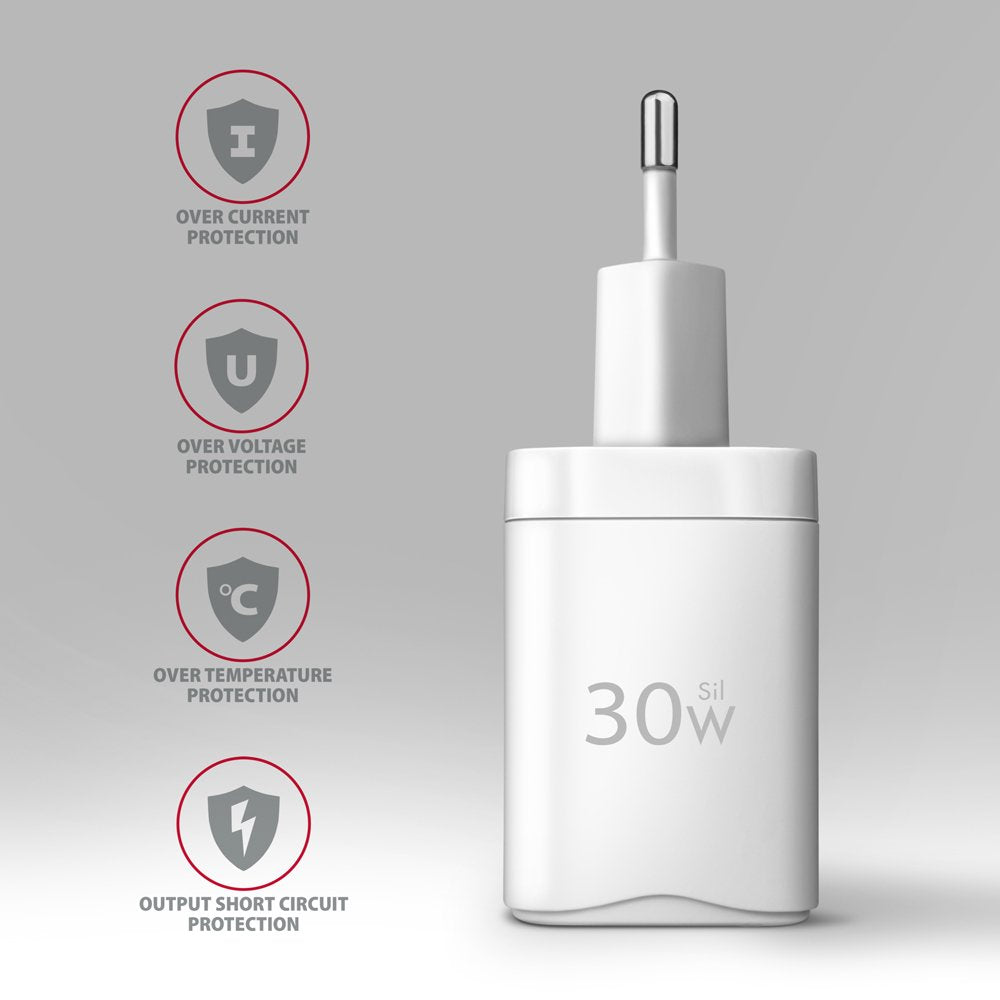 EAN 8595247907110 - Axagon ACU-PQ30W Ladegerät QC3.0.4.0/AFC/FCP/PPS/Apple+ PD USB-C 30W - weiß - USB Typ C Teléfono móvil, S imagen 5