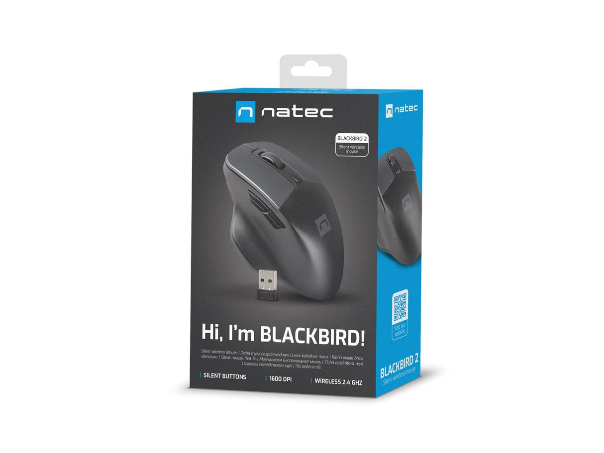 Ratón Natec Blackbird 2 Silencioso Inalámbrico 1600dpi Óptico Negro