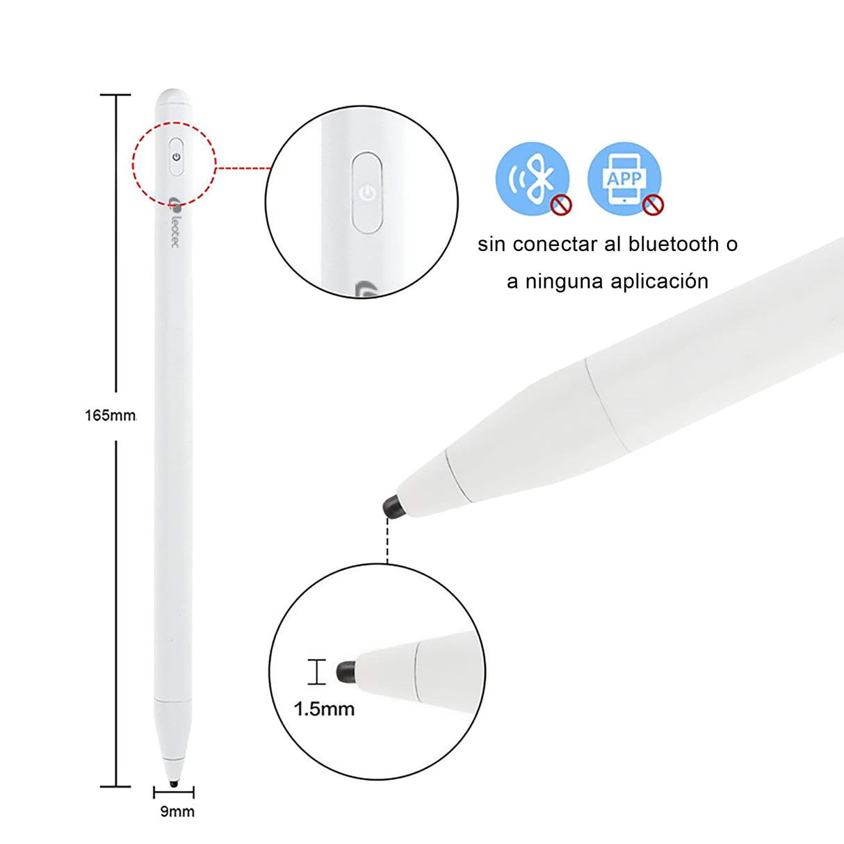 Lapiz Digital Leotec Lestp01w Stylus Epen Android Ios Windows Blanco