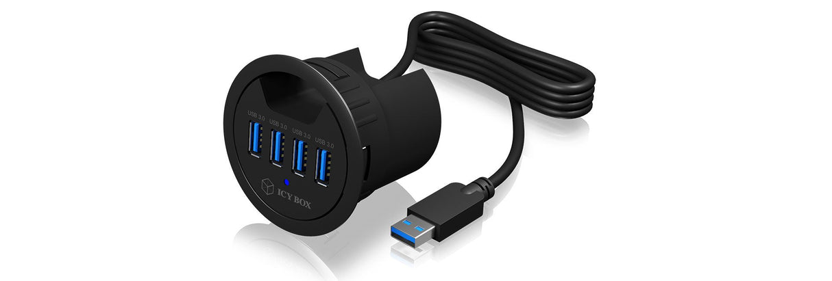 Icy Box Usb3.0 Hub 4 Puertos Ib-Hub1403, Usb3.0, Negro