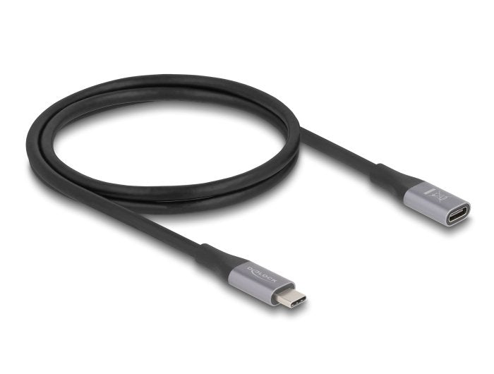 Delock 81201 Cable De Extensión Usb 40 Gbps Usb Type-C Macho A Hembra Pd 3.1 240 W 1 M Gris Metal