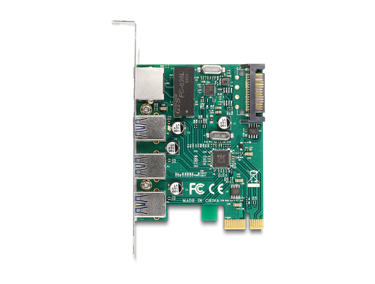 Delock 90105 Tarjeta Pci Express X1 A 3 X Usb 5 Gbps Tipo-A Hembra + 1 X Gigabit Lan