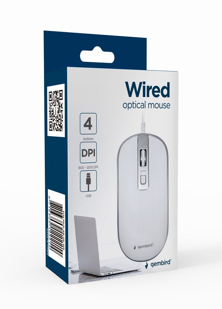 EAN 8716309122214 - Gembird MUS-4B-06-WS ratón Oficina Ambidextro USB tipo A Óptico 1200 DPI imagen 3