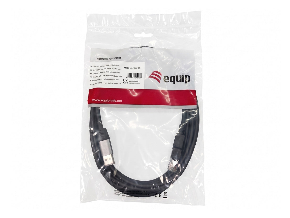Cable Adaptador De Red Equip Usb-C + A A Rj45 Gigabit Ethernet 5.0m Negro