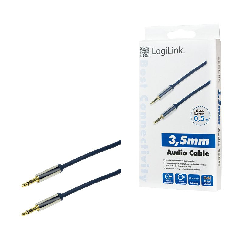 EAN 4052792034387 - LogiLink 3.5mm - 3.5mm 0.5m cable de audio 0,5 m 3,5mm Azul imagen 4