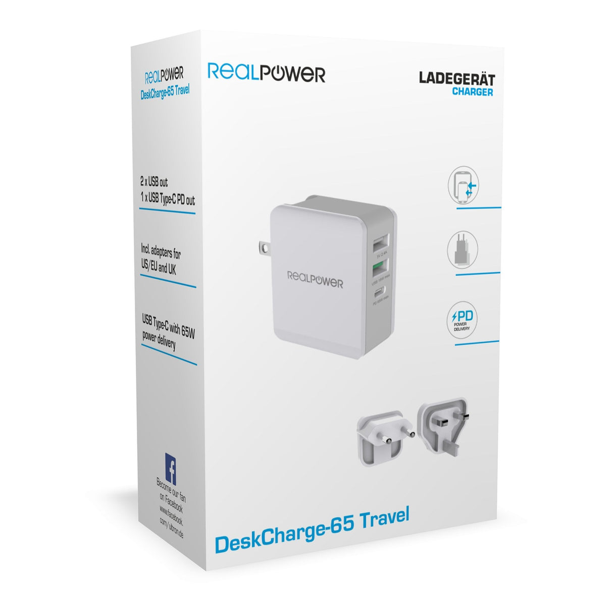 Cargador De Pared De Viaje Realpower Deskcharge-65