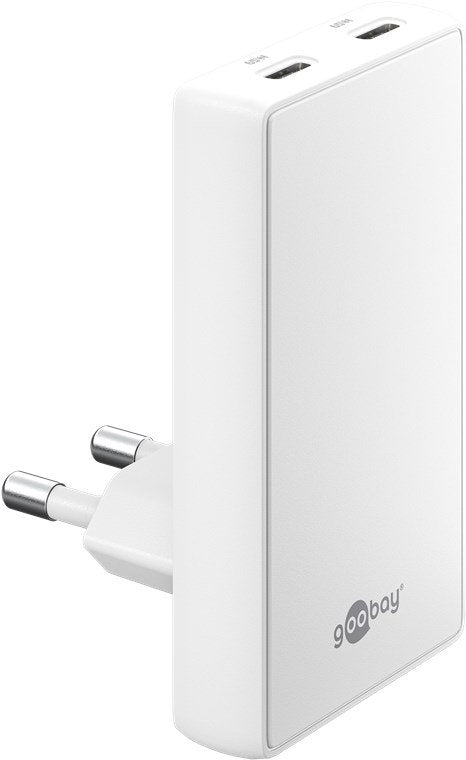 Cargador Rápido Goobay Usb-C Pd Gan 90° Dual 65 W (Blanco, 65 Watt) 75726