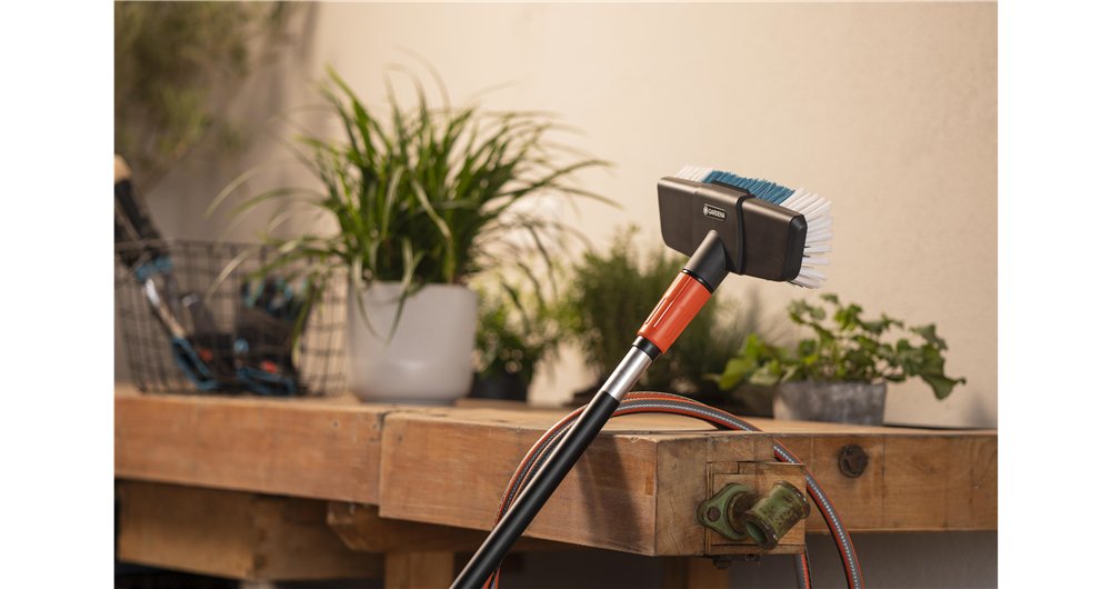 Cepillo De Lavado Gardena Cleansystem Set De Lavado Duro Con Mango M Gris/Turquesa, Anchura Útil 27 Cm 18828-20