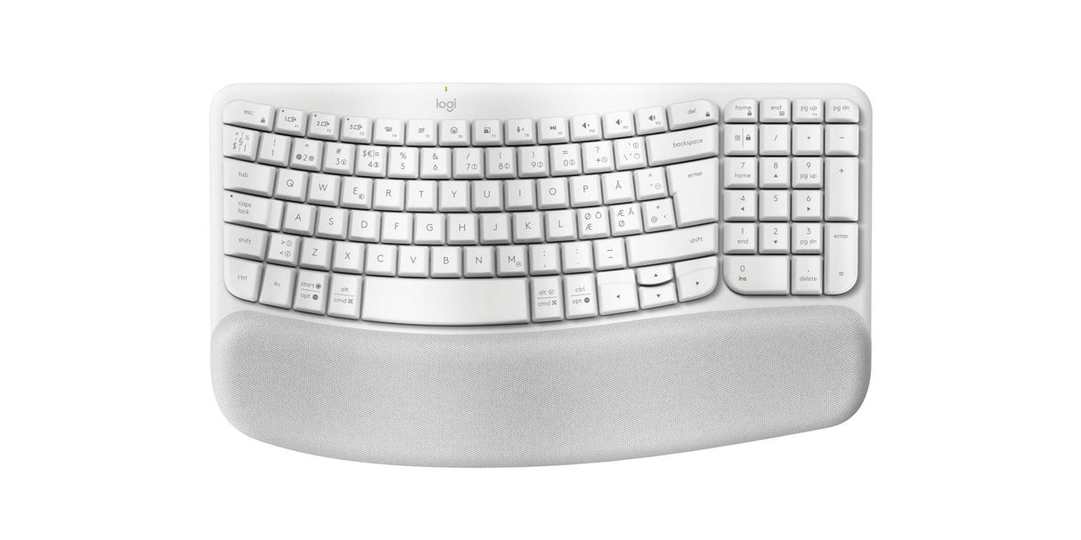 Logitech Wave Keys Keyboard With Cushioned Palm Rest Wireless Azultooth Le Qwerty Off-Blanco (Pan)