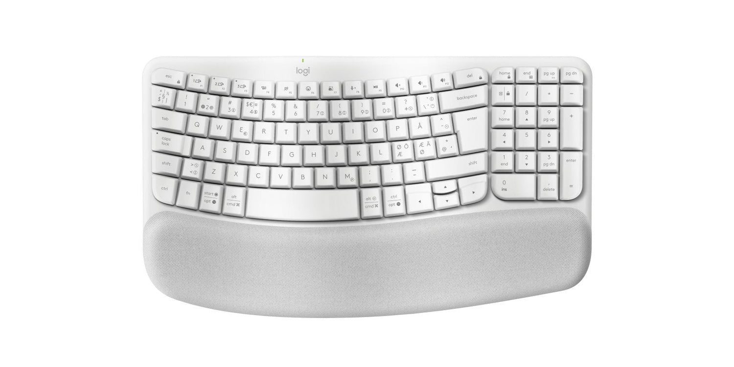 Logitech Wave Keys Keyboard With Cushioned Palm Rest Wireless Azultooth Le Qwerty Off-Blanco (Pan)