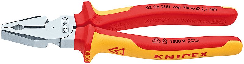Alicate Universal Knipex 02 06 200 Con Zonas De Agarre Para Material Plano Y Redondo 206200