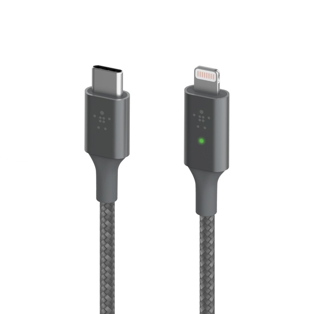 Belkin Smart Led Cable Grey 1,2m Usb-C / Lightning   Caa006bt04gr