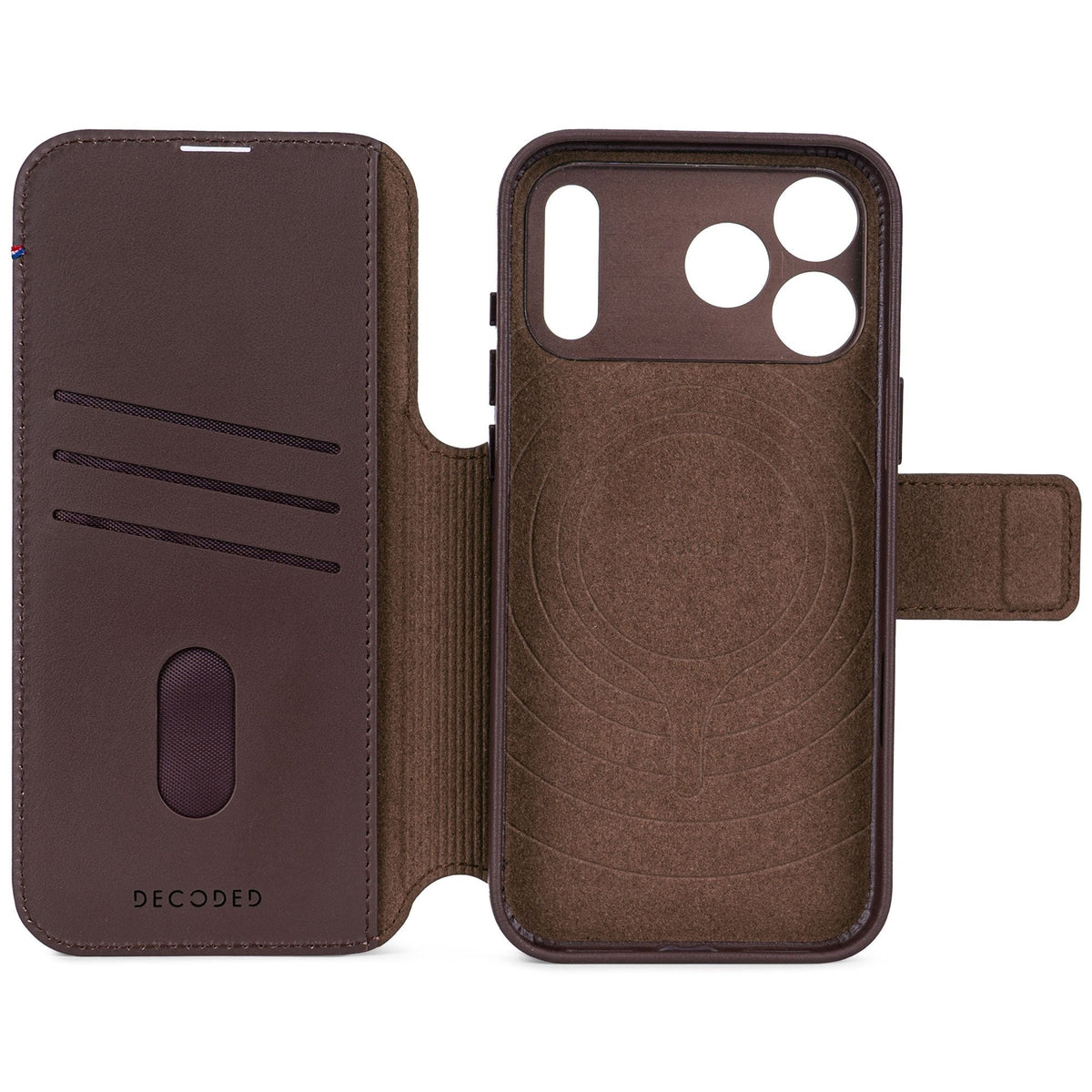 Decoded Leather Detachable Wallet Ip 17 Pro Chocolate Brown