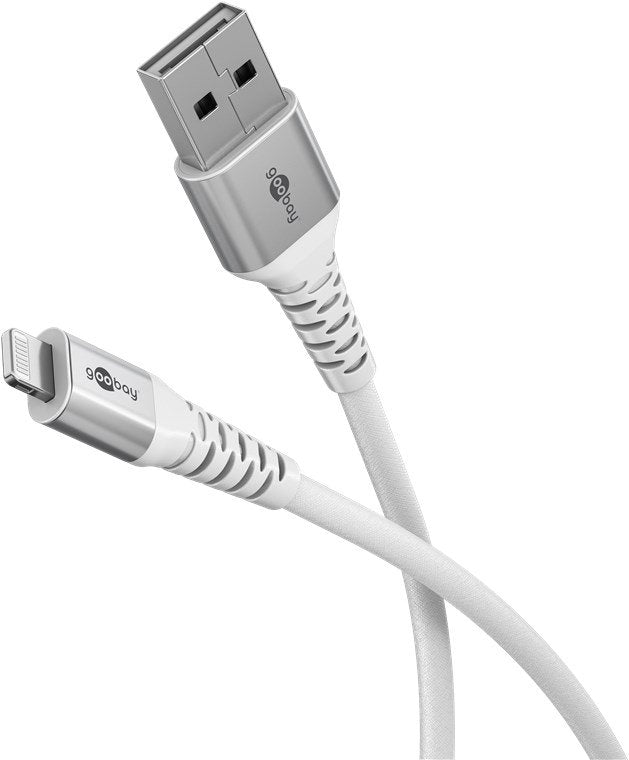 Goobay Lightning Usb-A Supersoft Textile Cable With Metal Plugs, 2 M, White