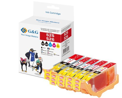 G&G Druckerpatronen 5er Set Para Canon Pgi-525bk+Cli-526