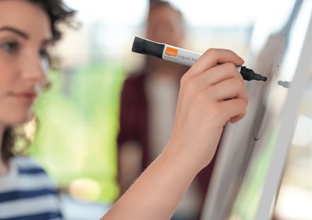 Nobo Caja De 10 Rotuladores Para Pizarra Blanca - Punta Redonda 3mm - Tinta Liquida - Nivel De Tinta - Color Negro