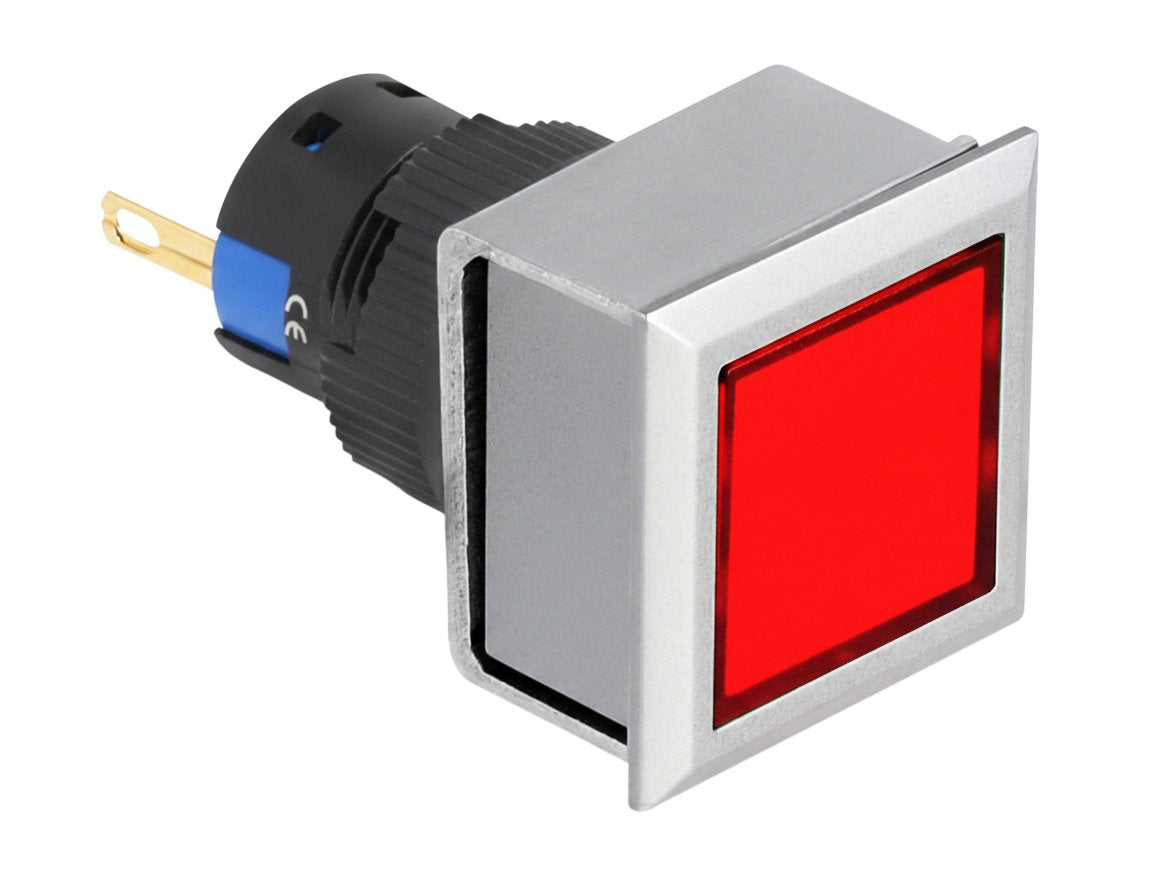 16 Mm Kunststoff Signallampe Rot Lötversion Viereckig