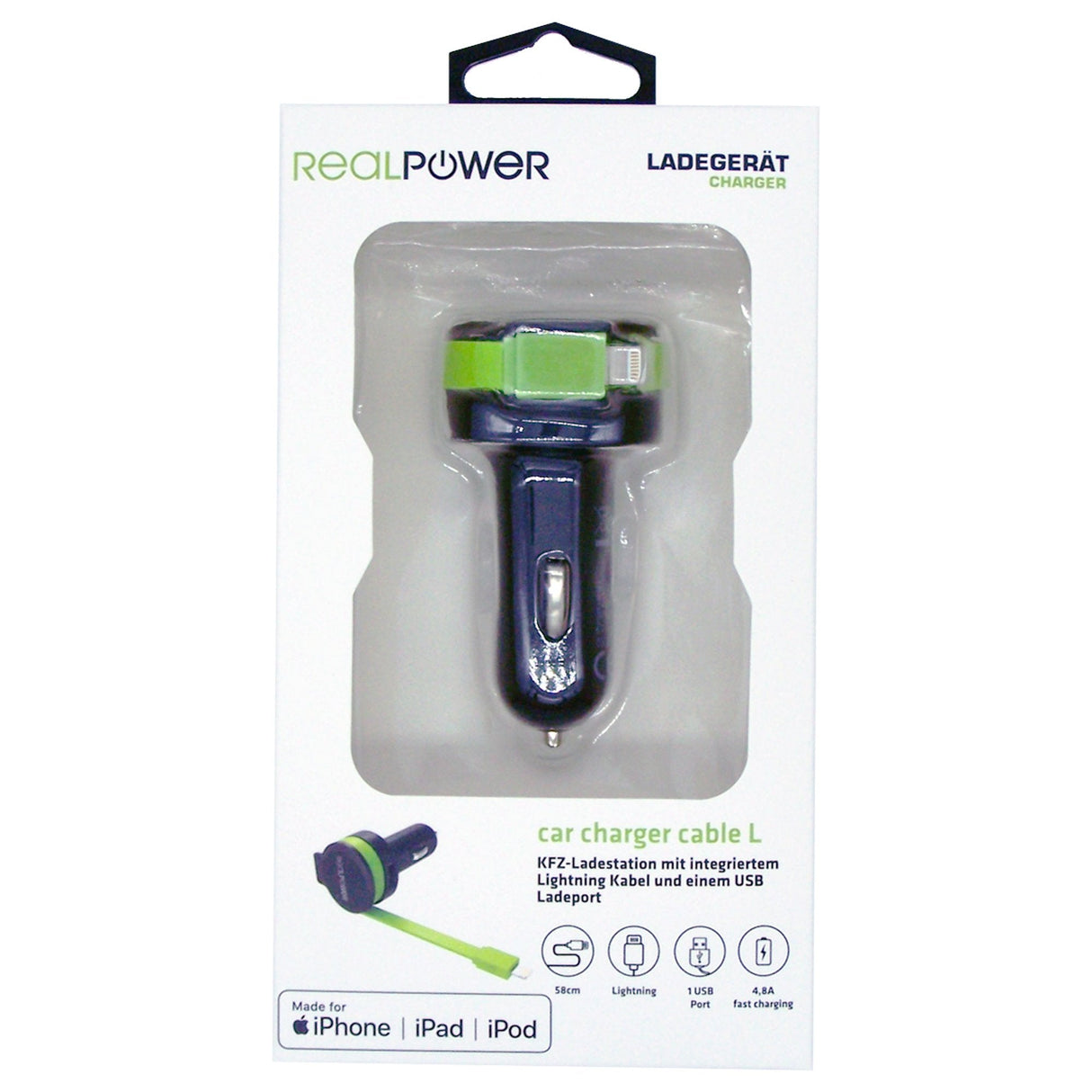 Realpower Car Charger L - Cargador De Coche Con Cable Lightning