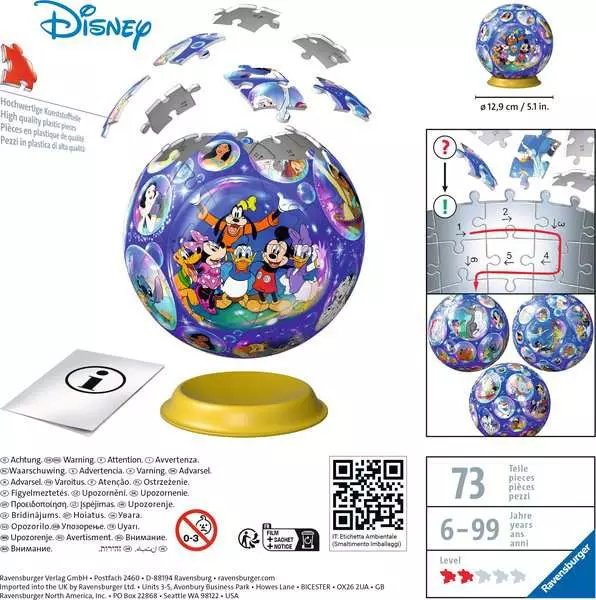 Ravensburger 3d Puzzle Ball Disney 72 Piezas 11561