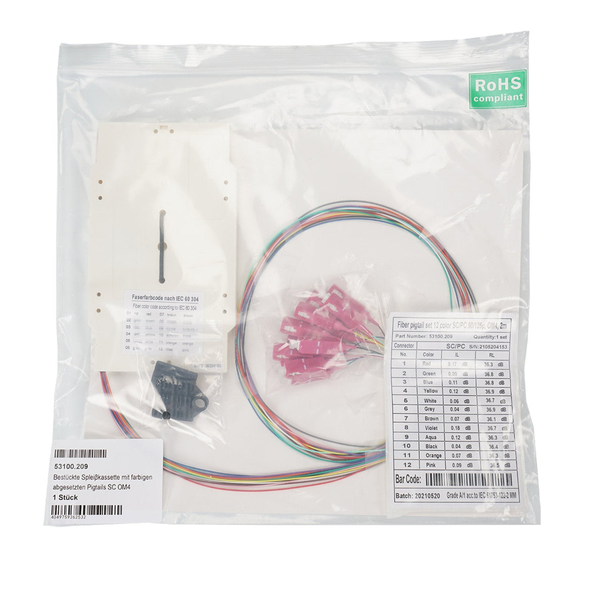 Efb Bestckte Spleikassette Con De Color Abgesetzten Pigtails Sc Om4