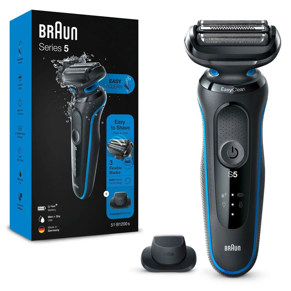 EAN 4210201432630 - Braun Series 5 51-B1200S Máquina de afeitar de láminas Recortadora Azul imagen 2