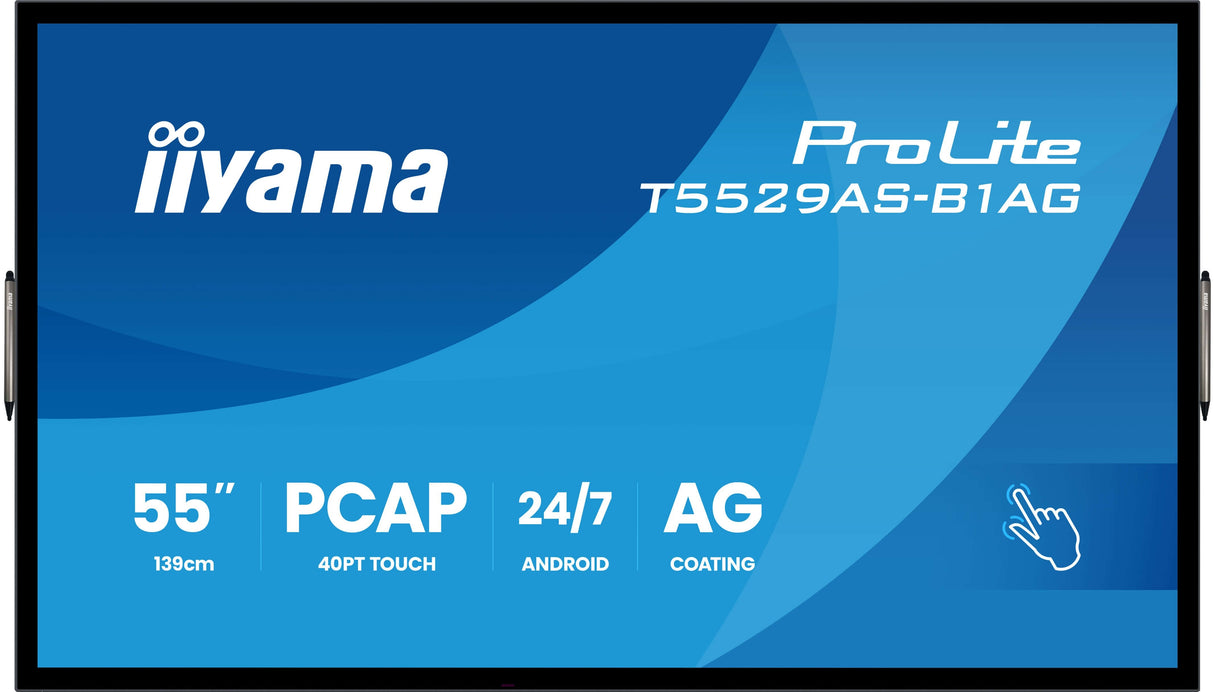 Iiyama T5529as-B1ag Pantalla De Señalización Panel Plano Interactivo 138,7 Cm (54.6") Led Wifi 500 Cd / M² 4k Ultra Hd Negro Pantalla Táctil Procesador Incorporado Android 24/7