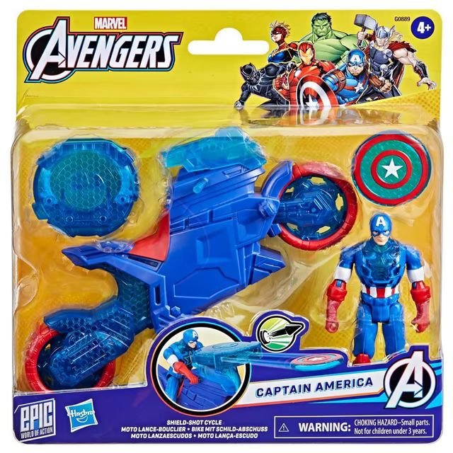 Moto Lanzaescudos + Figura Capitan America Los Vengadores Avengers Marvel