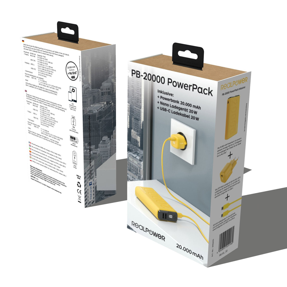 Powerbank Realpower Pb-20000 Power Pack Amarillo